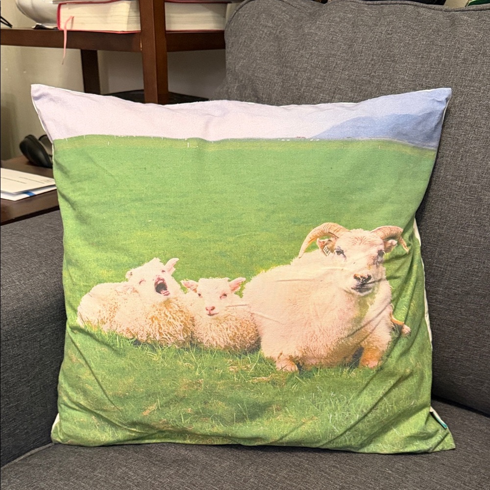 Pastoral Sheep Print Throw Pillow